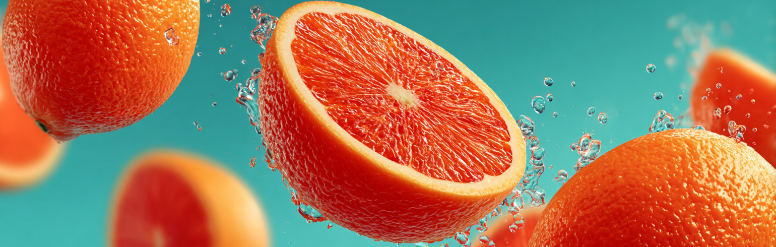 Laranjas sobre um fundo azul